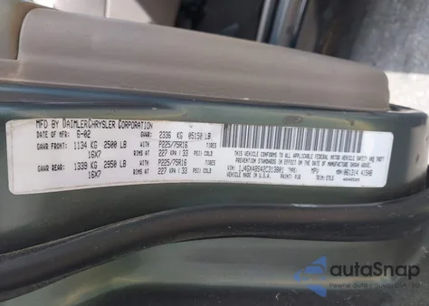 2002 Jeep Grand Cherokee Laredo z USA, uszkodzony, nr VIN 1J4GX48S42C313801